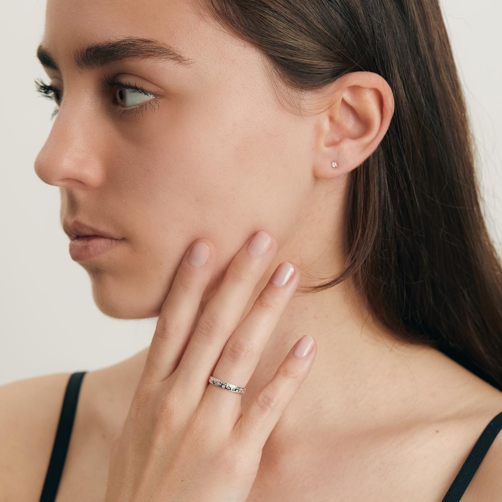 Anillo de dedo 750/oro blanco de 18 quilates Diamante 0.13 ct, 24 piedras, w-si estrella