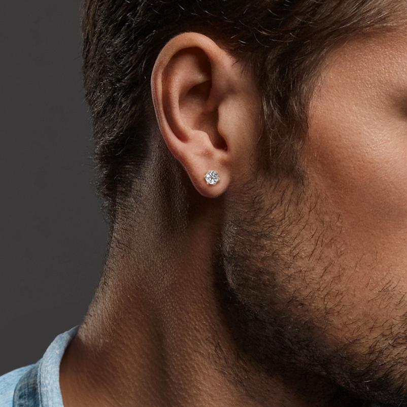 Pendientes 750/oro blanco de 18 quilates Moissanita 2 piedras Ø5 mm