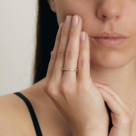 Anillo de memoria 750/oro blanco de 18 quilates Diamante 0.25 ct, 50 piedras, w-si