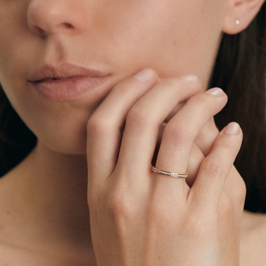 Anillo de memoria 750/oro amarillo de 18 quilates Diamante 0.25 ct, 50 piedras, w-si