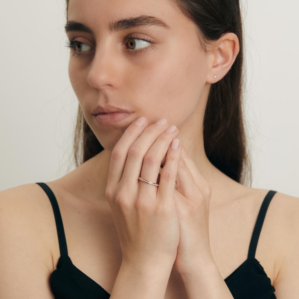 Anillo de memoria 750/oro rojo de 18 quilates Diamante 0.25 ct, 50 piedras, w-si