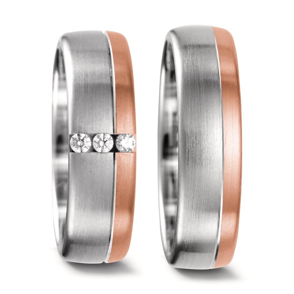 Anillo de pareja 750/oro blanco de 18 quilates, 750/oro rojo de 18 quilates