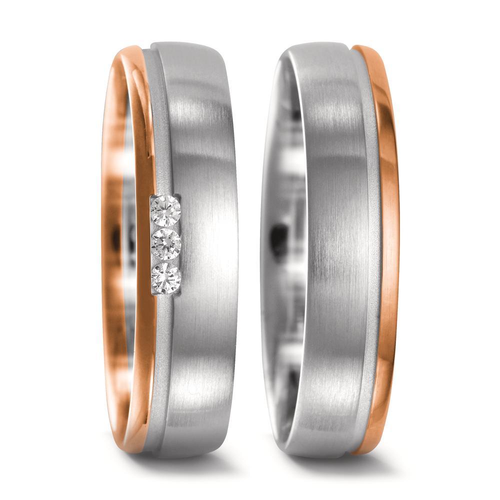 Anillo de pareja 750/oro blanco de 18 quilates, 750/oro rojo de 18 quilates