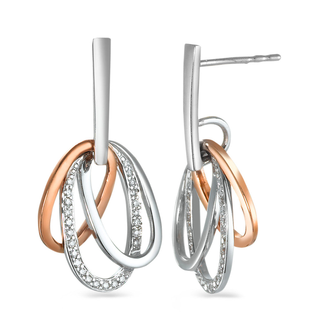 Pendientes 750/oro blanco de 18 quilates, 750/oro rojo de 18 quilates Diamante 0.20 ct, 48 piedras, w-si