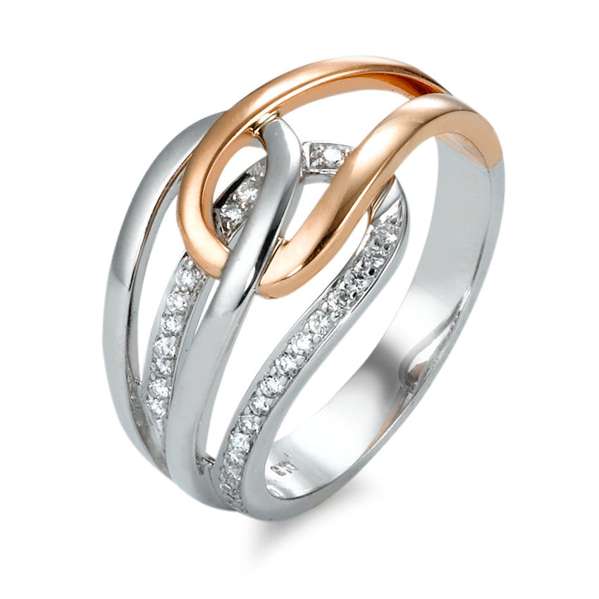 Anillo de dedo 750/oro blanco de 18 quilates, 750/oro rojo de 18 quilates Diamante 0.13 ct, 26 piedras, w-si