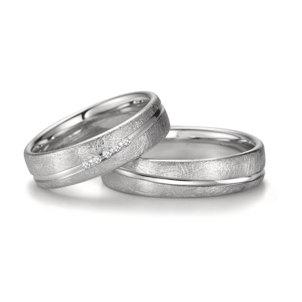 Anillo de pareja 750/oro blanco de 18 quilates Diamante 0.025 ct, 5 piedras, tw-si