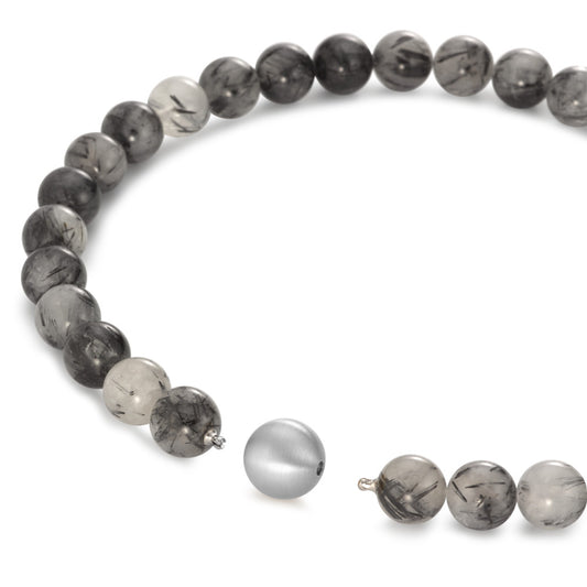 Collar Acero inoxidable Cristal de roca multicolor, 14 mm, Ónix 16 mm 45 cm Ø14 mm