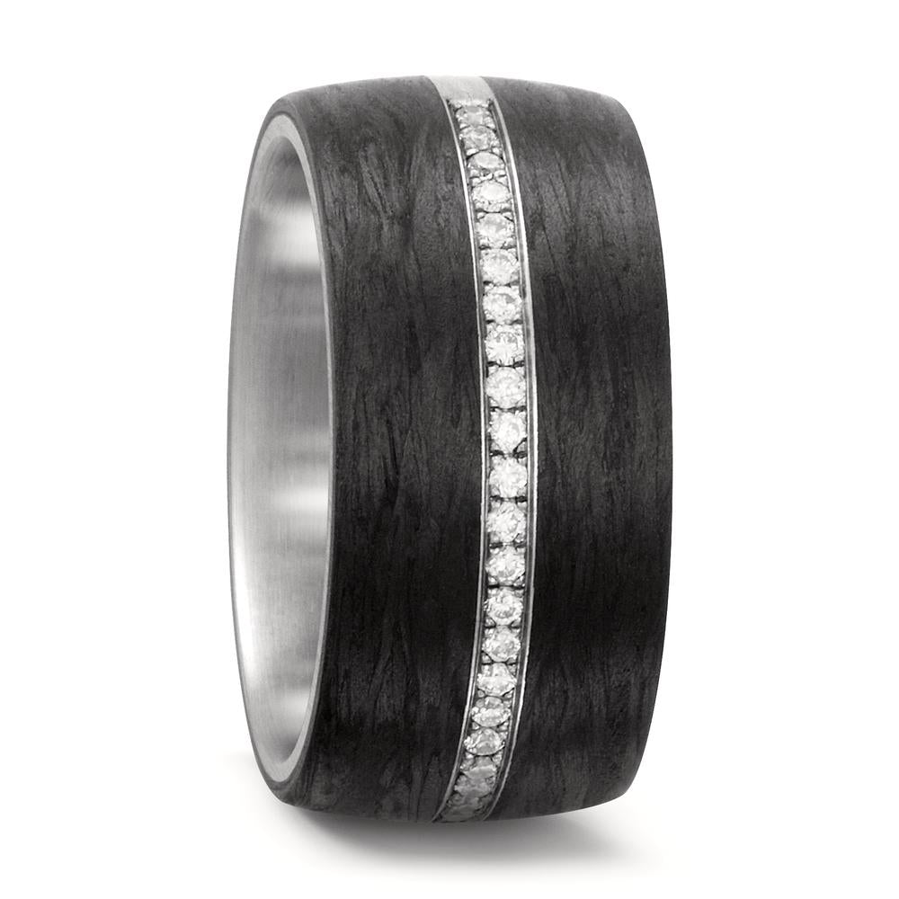 Anillo de dedo Acero inoxidable, Carbón Diamante blanco, 0.175 ct, 25 piedras, w-si