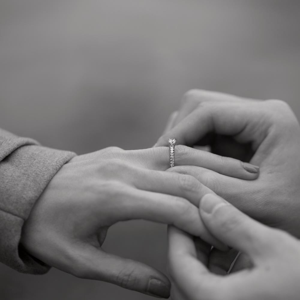 Anillo solitario 750/oro blanco de 18 quilates Diamante 0.31 ct, 23 piedras, w-si