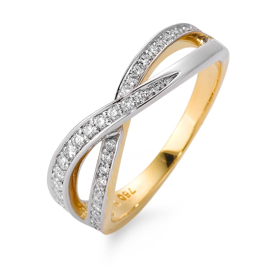 Anillo de dedo 750/oro amarillo de 18 quilates, 750/oro blanco de 18 quilates Diamante 0.25 ct, 38 piedras, w-si