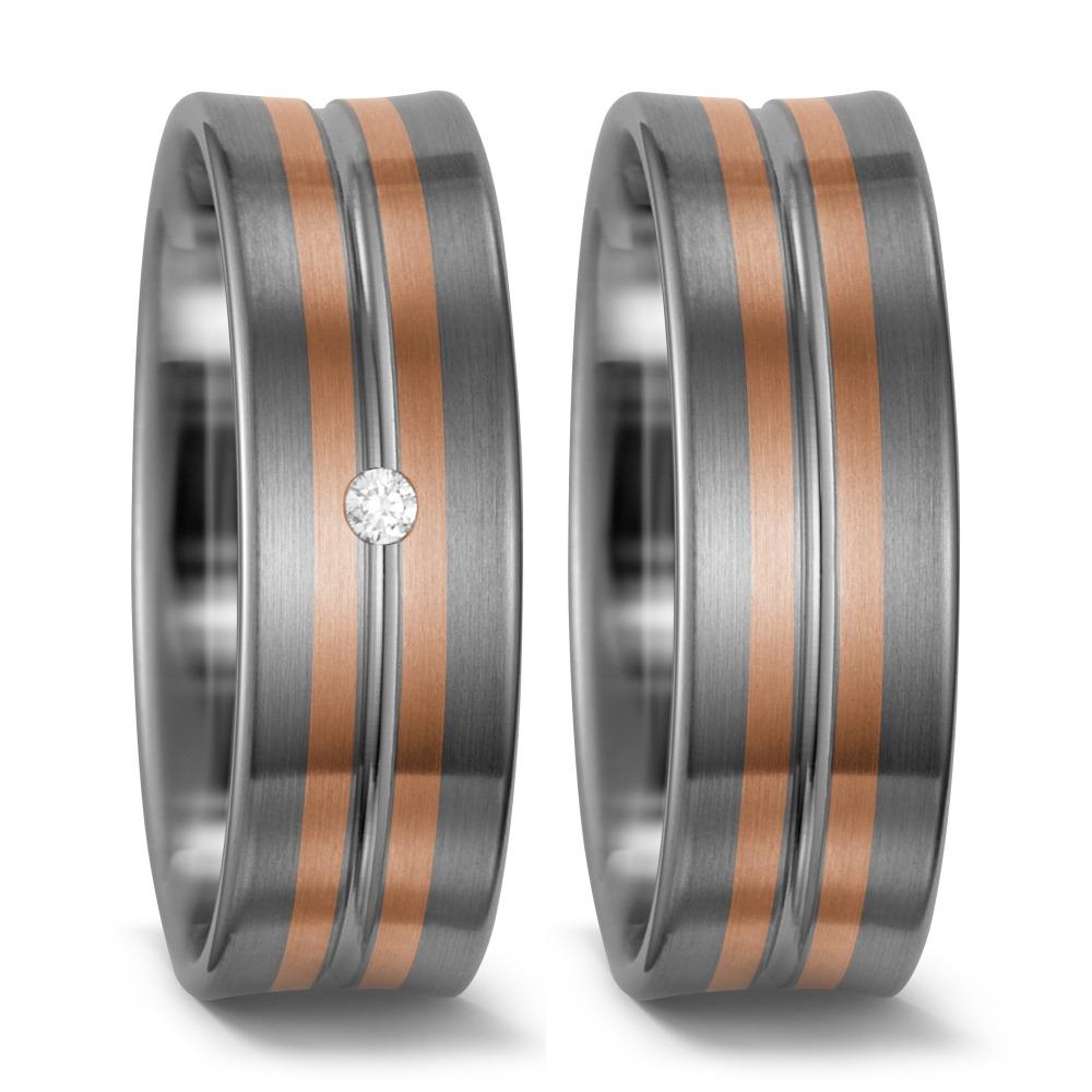 Anillo de pareja 500 paladio, Oro rojo de 585/14 kt.