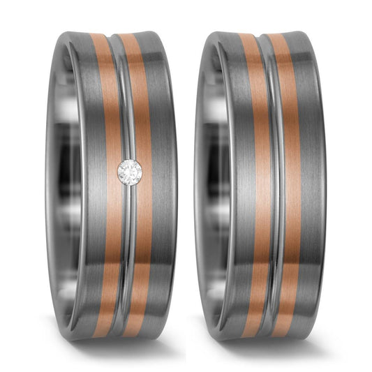 Anillo de pareja 500 paladio, Oro rojo de 585/14 kt.