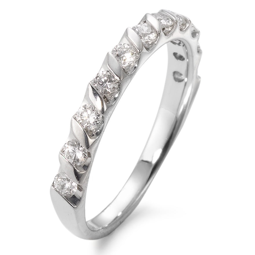 Anillo de memoria 750/oro blanco de 18 quilates Diamante blanco, 0.40 ct, 11 piedras, w-si