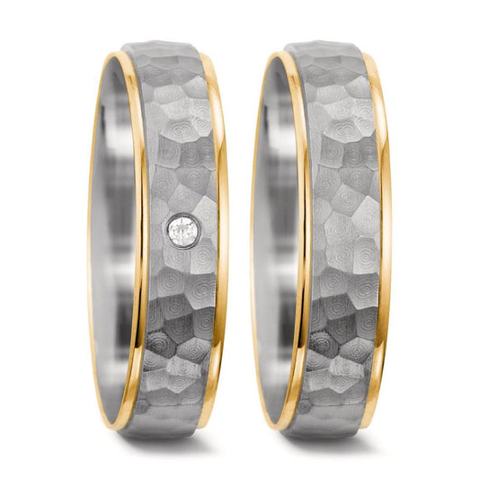 Anillo de pareja 750/oro blanco de 18 quilates, 750/oro amarillo de 18 quilates