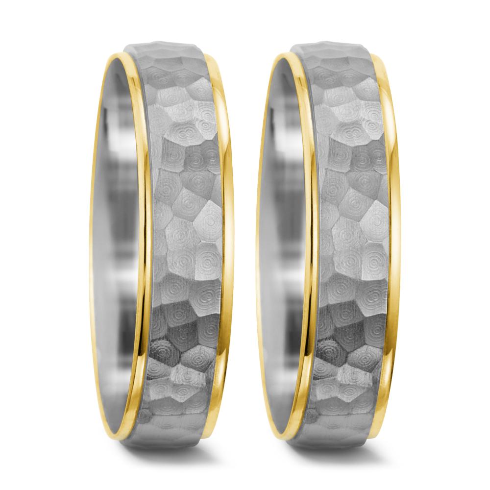 Anillo de pareja 750/oro blanco de 18 quilates, 750/oro amarillo de 18 quilates