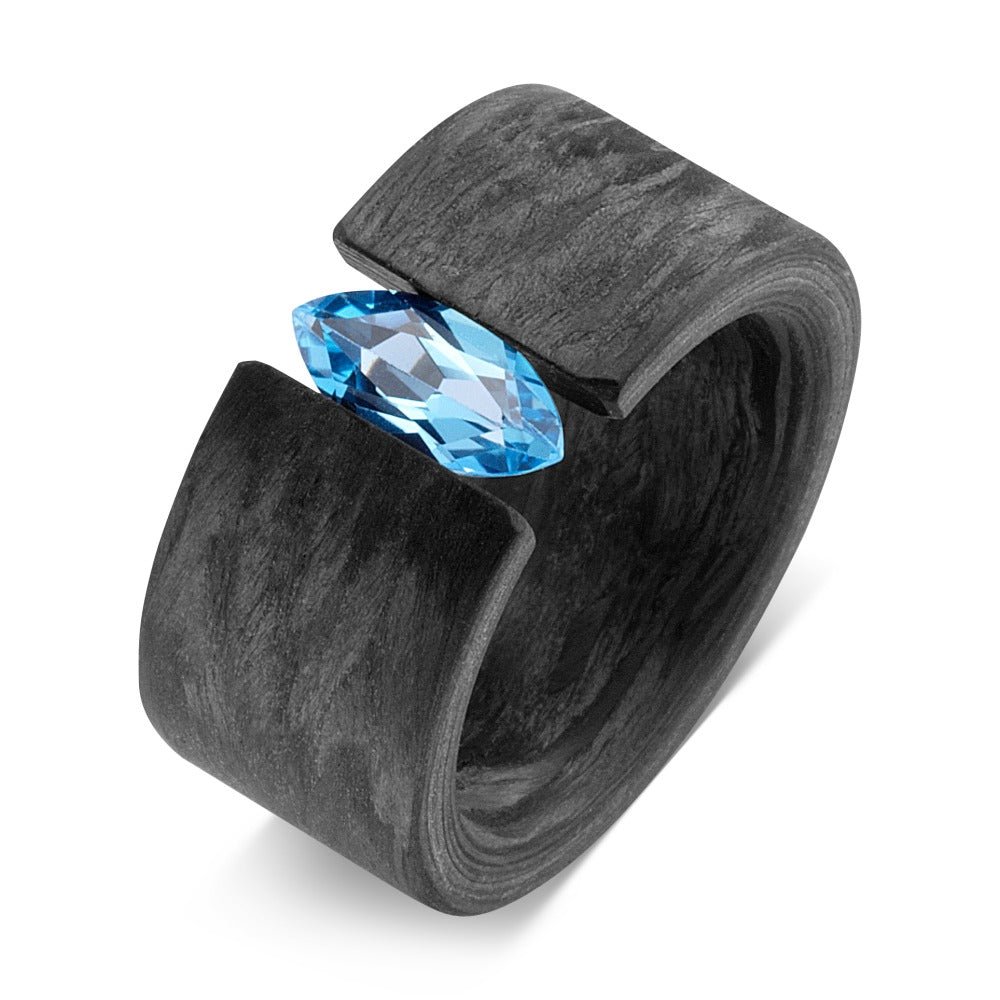 Anillo de dedo Carbón Topacio azul