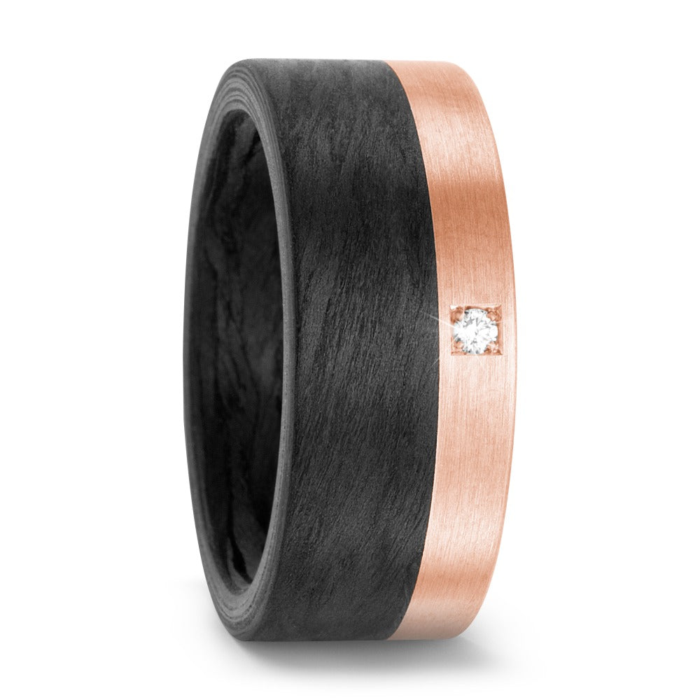 Anillo de dedo Carbón, 750/oro rojo de 18 quilates