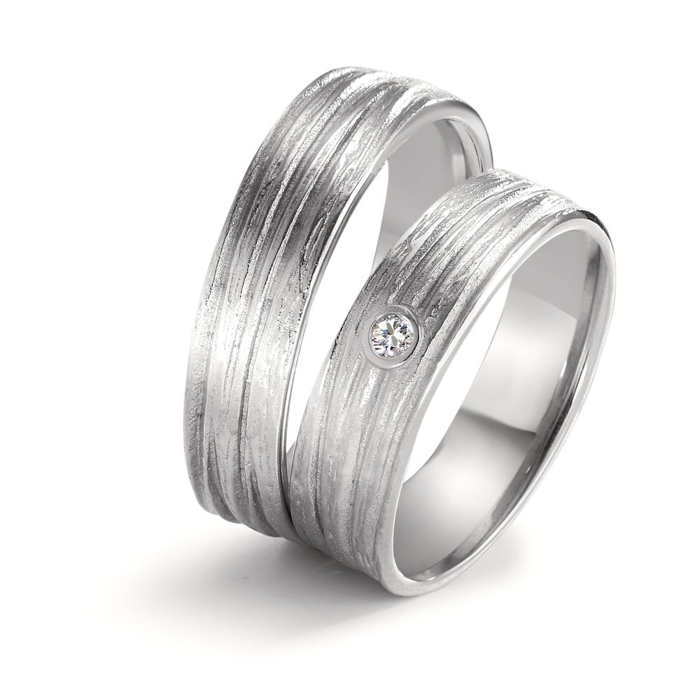 Anillo de pareja 750/oro blanco de 18 quilates Diamante 0.04 ct, w-si