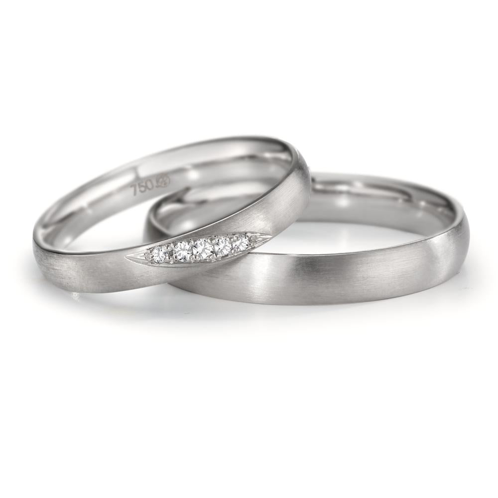 Anillo de pareja 750/oro blanco de 18 quilates Diamante 0.036 ct, 5 piedras, tw-vsi