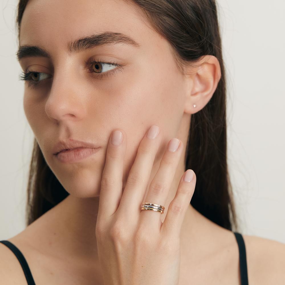 Anillo 750/oro blanco de 18 quilates, 750/oro amarillo de 18 quilates, 750/oro rojo de 18 quilates Diamante 0.13 ct, 13 piedras, w-si