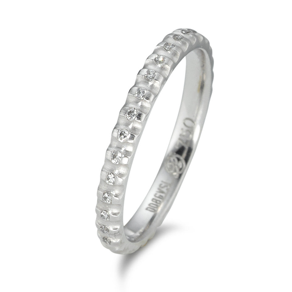 Anillo de memoria 750/oro blanco de 18 quilates Diamante 0.08 ct, 16 piedras, tw-vsi