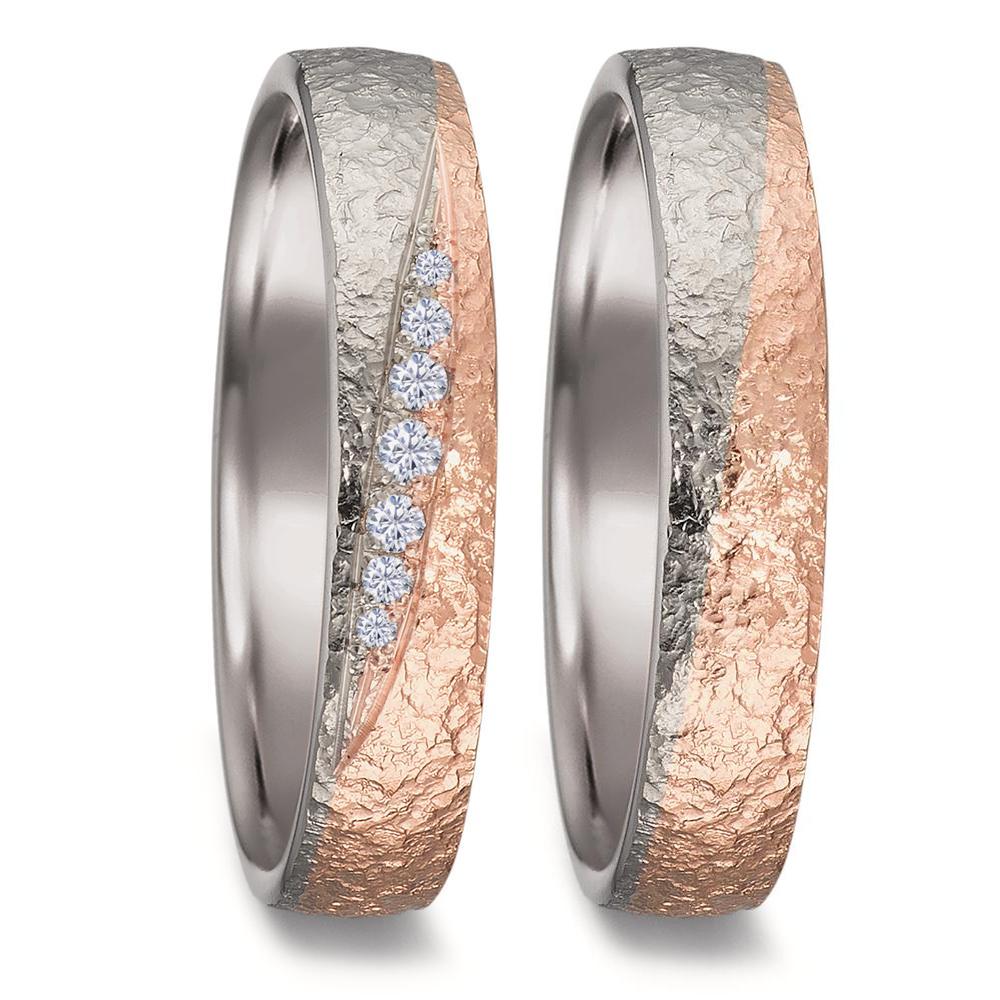 Anillo de pareja 750/oro blanco de 18 quilates, 750/oro rosa de 18 quilates