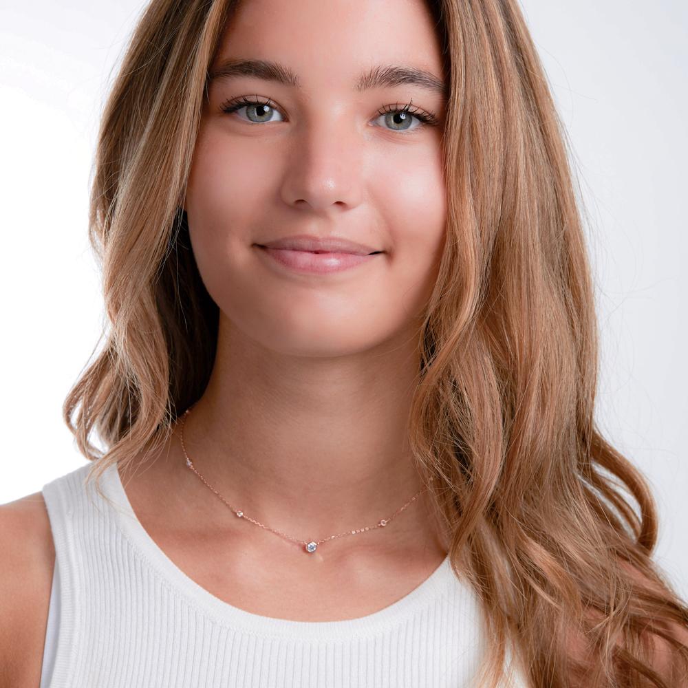 Collar Plata Circonita Rosa Dorado 35-40 cm