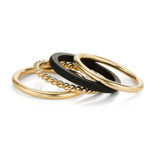 Anillo de dedo 750/oro amarillo de 18 quilates, Carbón