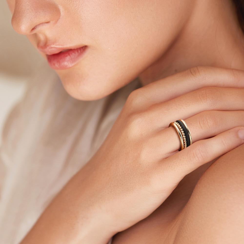 Anillo de dedo 750/oro amarillo de 18 quilates, Carbón