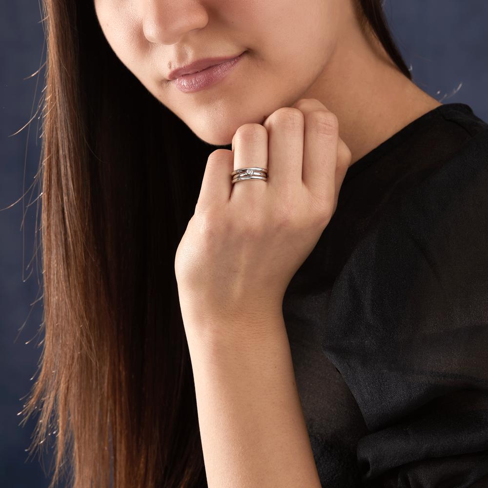 Anillo de dedo 750/oro blanco de 18 quilates Diamante 0.03 ct, w-si