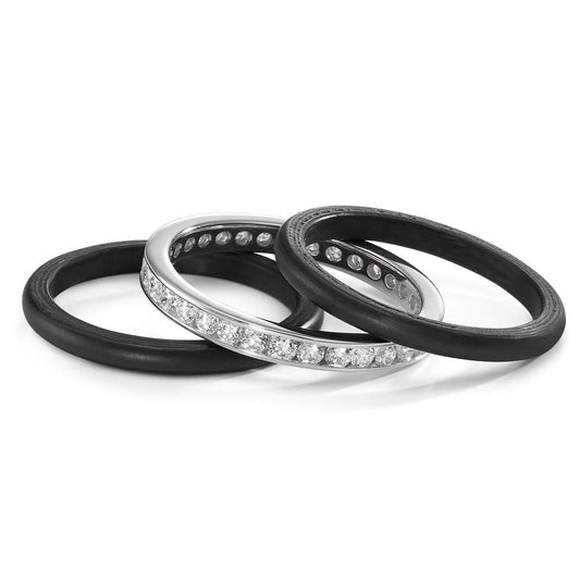 Anillo de dedo 750/oro blanco de 18 quilates, Carbón Diamante 1 ct, 28 piedras, w-si