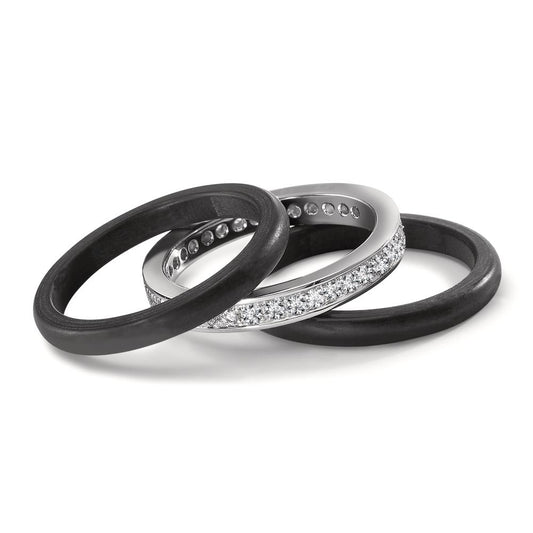 Anillo de dedo 750/oro blanco de 18 quilates, Carbón Diamante 0.50 ct, 35 piedras, w-si