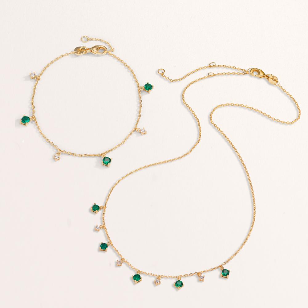 Pulsera Bronce Circonita verde, 6 piedras Dorado