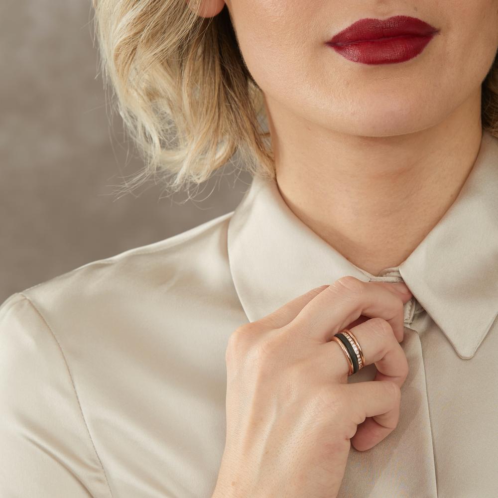 Juego de anillos 750/oro rojo de 18 quilates, Carbón Diamante w-si