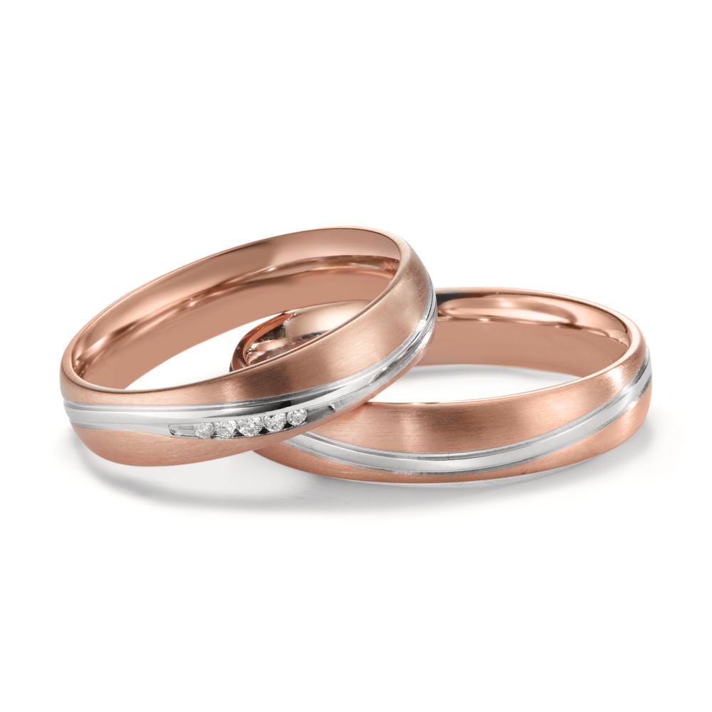 Anillo de pareja 750/oro blanco de 18 quilates, 750/oro rojo de 18 quilates