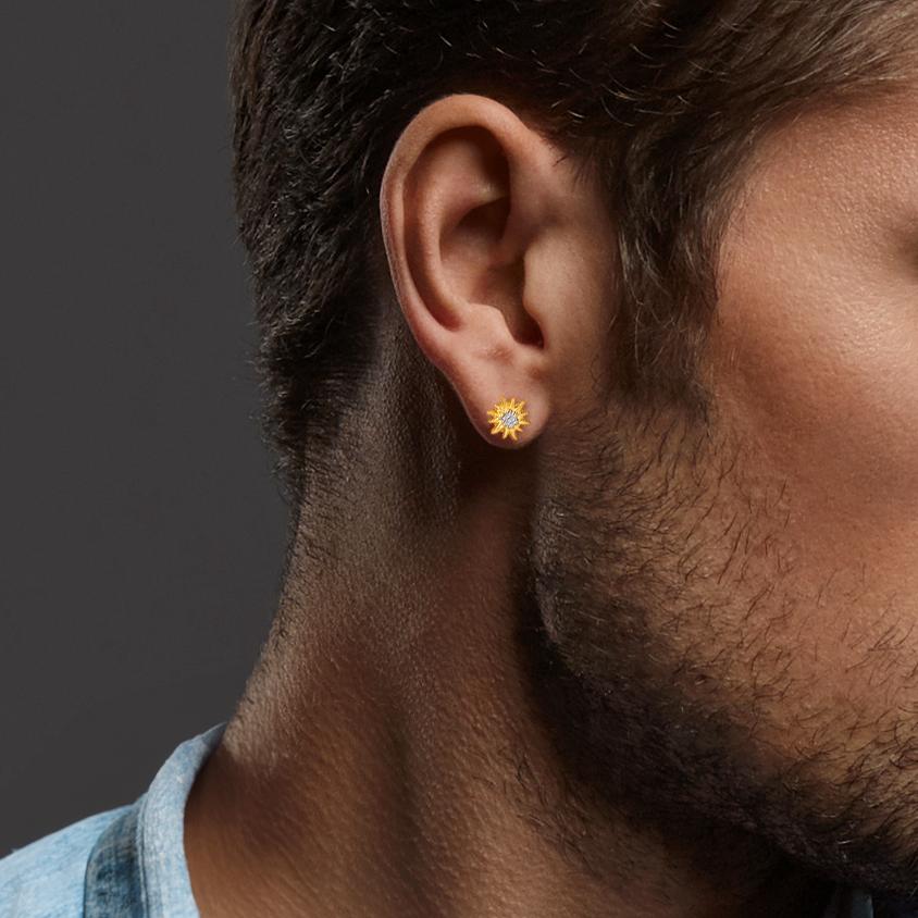 Pendientes 1ud 750/oro amarillo de 18 quilates Bicolor Edelweiss Ø7 mm