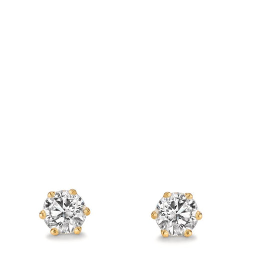 Pendientes 750/oro amarillo de 18 quilates Diamante cultivado en laboratorio 1 ct, 2 piedras, w-si Ø5.5 mm