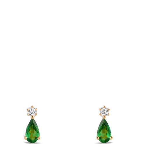 Pendientes 750/oro amarillo de 18 quilates Granate verde, 2 piedras, Diamante 0.05 ct, w-si