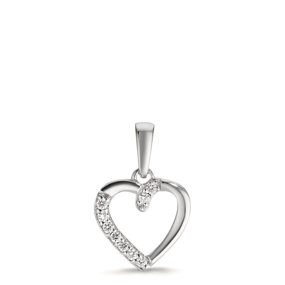 Colgante 750/oro blanco de 18 quilates Diamante 0.05 ct, 9 piedras, w-si Corazón Ø9.5 mm