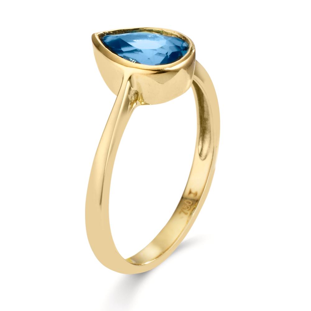 Anillo de dedo 750/oro amarillo de 18 quilates Topacio azul de Londres