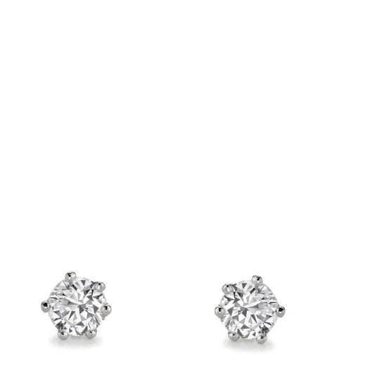 Pendientes 750/oro blanco de 18 quilates Diamante cultivado en laboratorio 1 ct, 2 piedras, w-si Ø5.5 mm