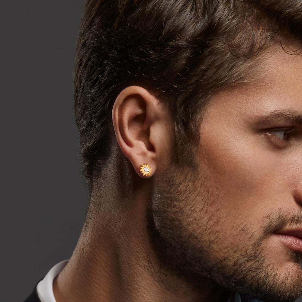 Pendientes 1ud Oro amarillo de 375/9K Bicolor Edelweiss Ø7 mm