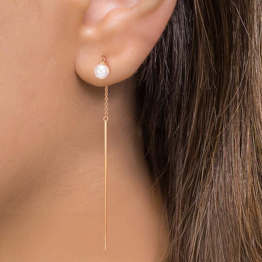 Aretes 750/oro rojo de 18 quilates Perlas akoya, 2 Perlas 6-6.5 mm