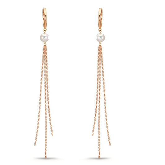 Aro con bisagra 750/oro rojo de 18 quilates Perla cultivada de agua dulce, 2 Perlas