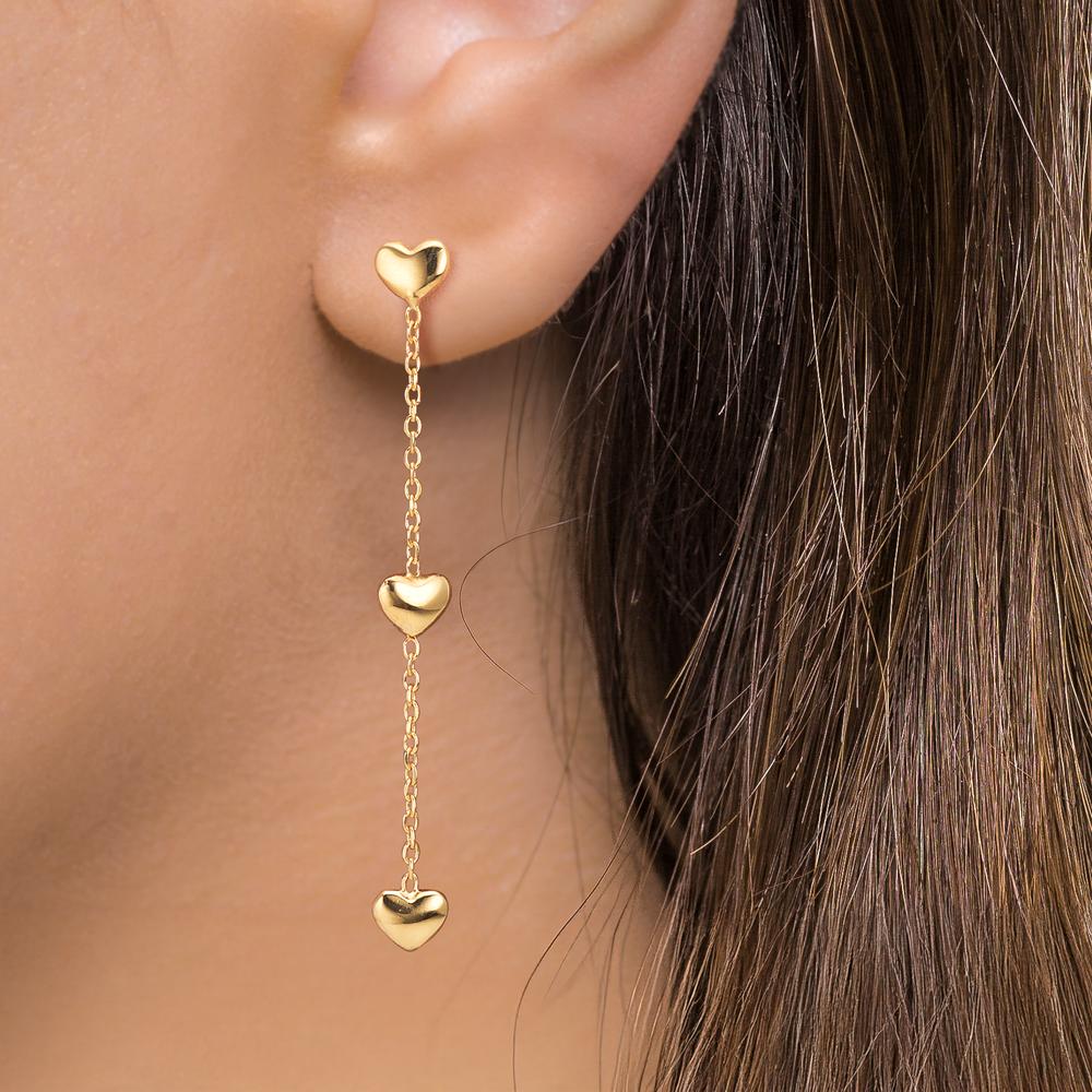 Pendientes Plata Amarillo Dorado Corazón