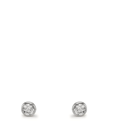 Pendientes Oro blanco de 375/9 quilates Circonita 2 piedras Ø2.9 mm
