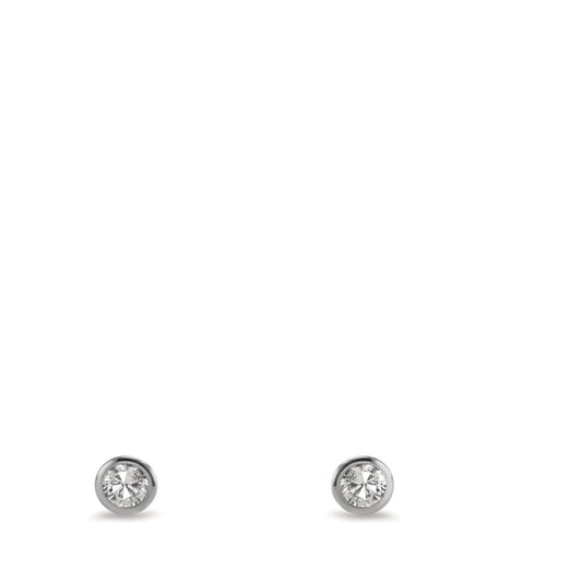 Pendientes Oro blanco de 375/9 quilates Circonita 2 piedras Ø3.5 mm