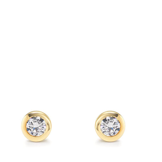 Pendientes Oro amarillo de 375/9K Circonita 2 piedras Ø5 mm