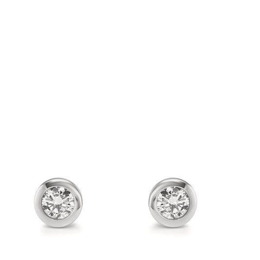 Pendientes Oro blanco de 375/9 quilates Circonita 2 piedras Ø5 mm