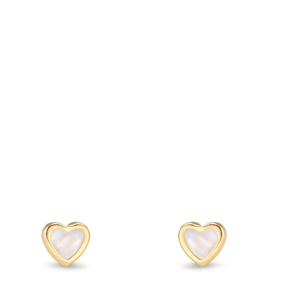 Pendientes 750/oro amarillo de 18 quilates Madre perla Corazón Ø4 mm